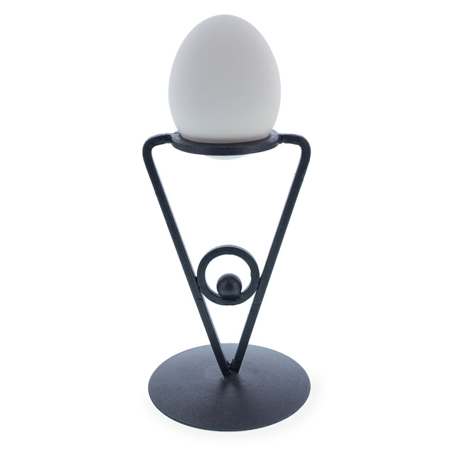 Metal Triangle Black Wrought Iron Metal Sphere or Egg Holder Stand 6.5 Inches in Black color