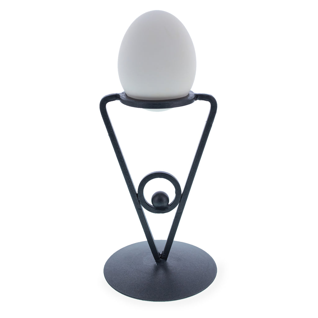Triangle Black Wrought Iron Metal Sphere or Egg Holder Stand 6.5 Inches in Black color