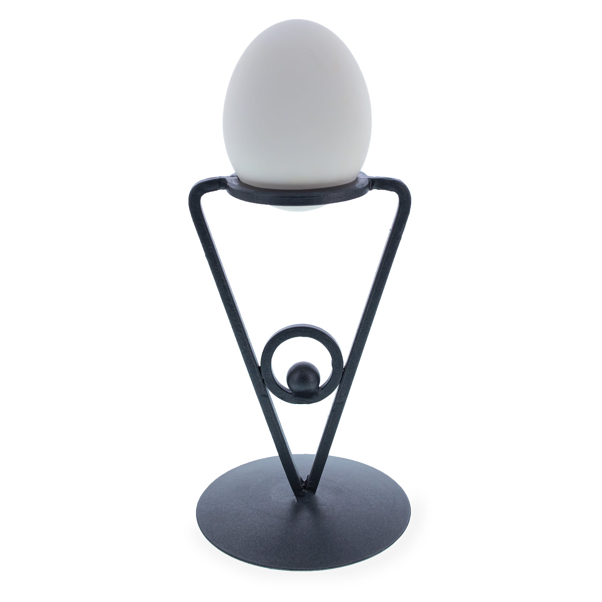 Triangle Black Wrought Iron Metal Sphere or Egg Holder Stand 6.5 Inches in Black color