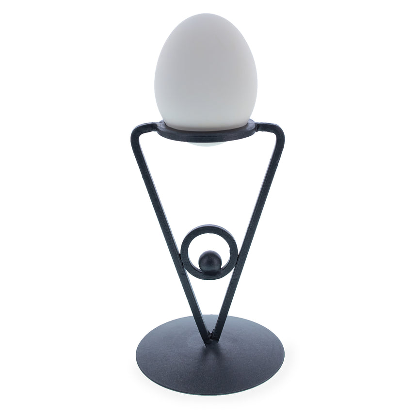 Triangle Black Wrought Iron Metal Sphere or Egg Holder Stand 6.5 Inches in Black color