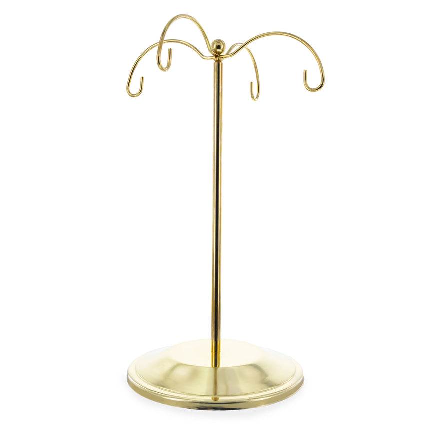 Tall Pole Gold Tone Metal 4 Ornaments Stand 8.5 Inches in Gold color