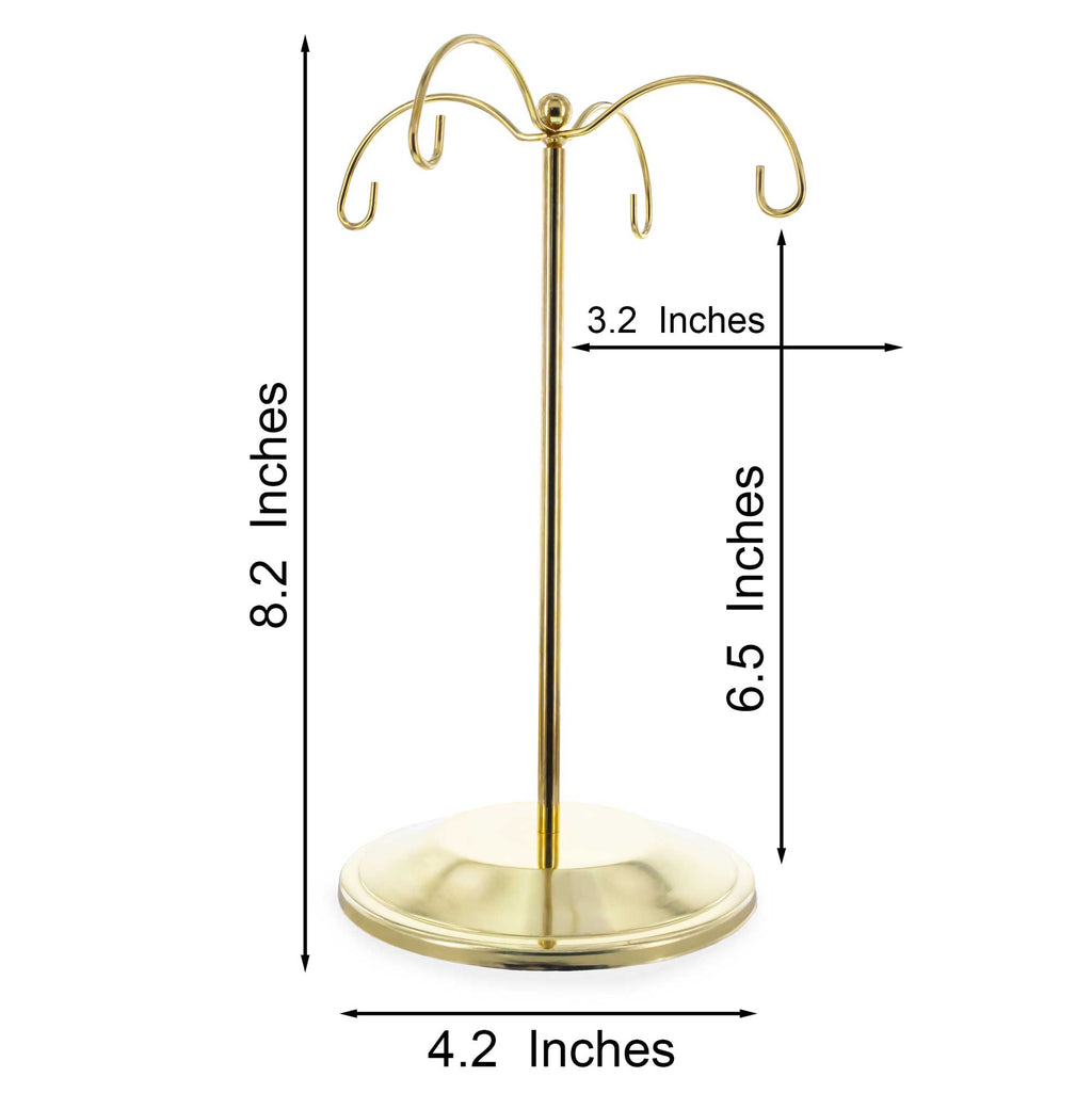 BestPysanky online gift shop sells Ogold ornament display stand 4 hook metal hanger tree style stand hanging decoration holder jewelry hook stand bauble display tabletop display tree gold charm stand crystal holder showcase hook stand for ornaments rotating display stand