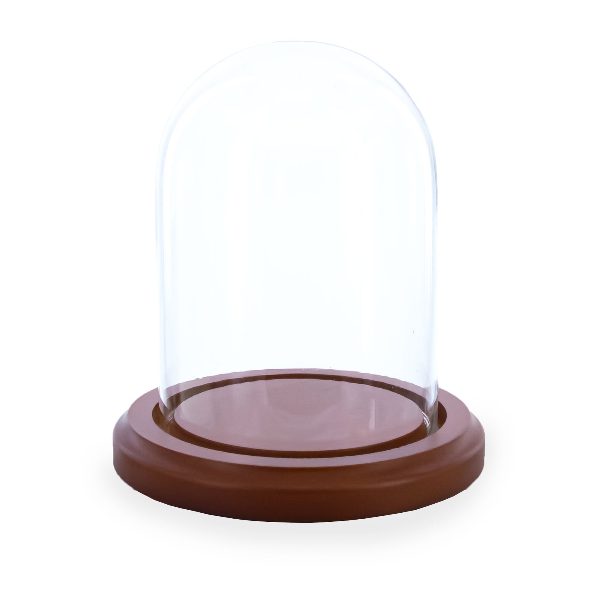 Walnut Wood Base Glass Dome 4 Inches x 3 Inches in Clear color