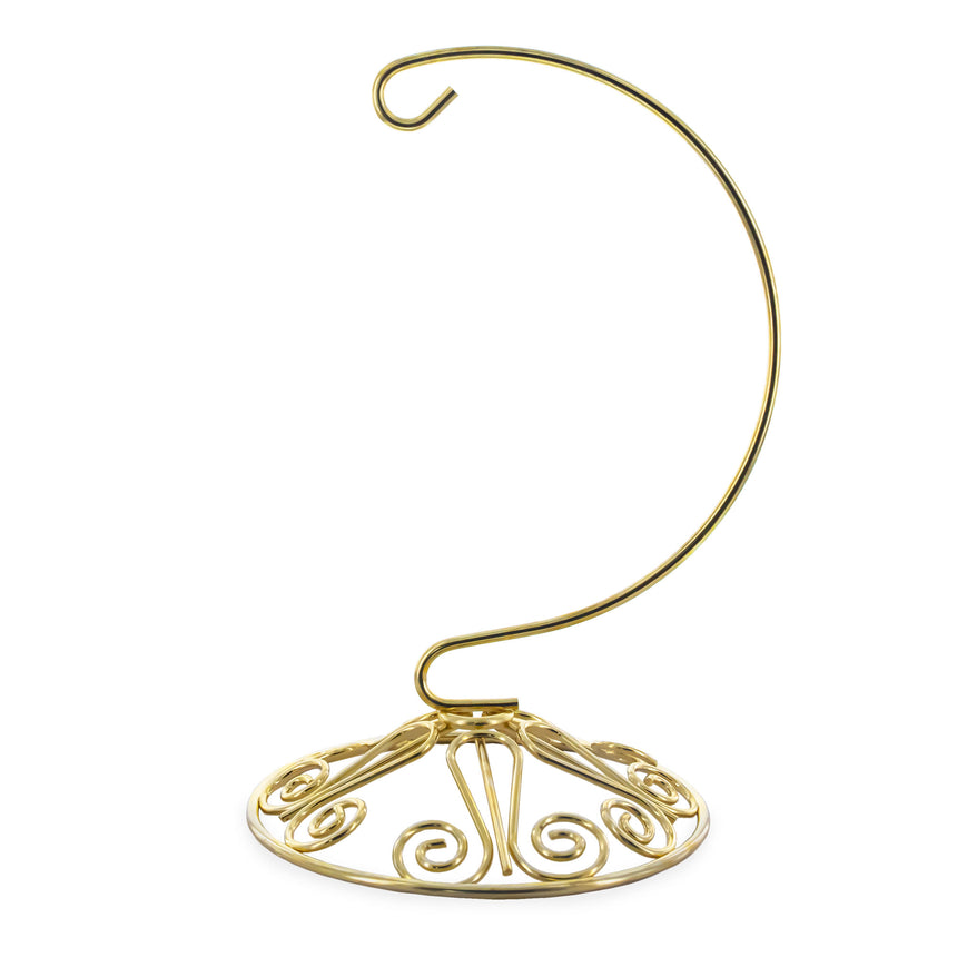Scroll Base Metal Ornament Stand 6.5 Inches in Gold color