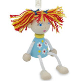 Jumping Girl Wooden Doll on a Spring 4 Inches in Multi color