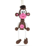 Monkey Wooden Doll on a Spring 6 Inches in Multi color