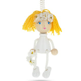 Bride Wooden Doll on a Spring 6 Inches in Multi color