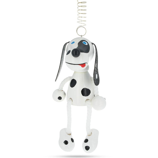 Dalmatian Dog Wooden Doll on a Spring 5.7 Inches in Multi color,  shape