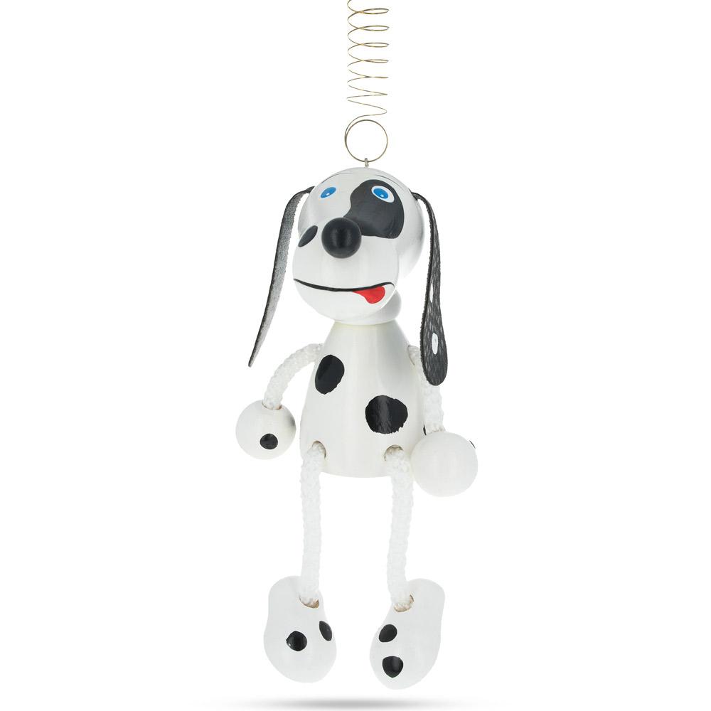 Dalmatian Dog Wooden Doll on a Spring 5.7 Inches in Multi color