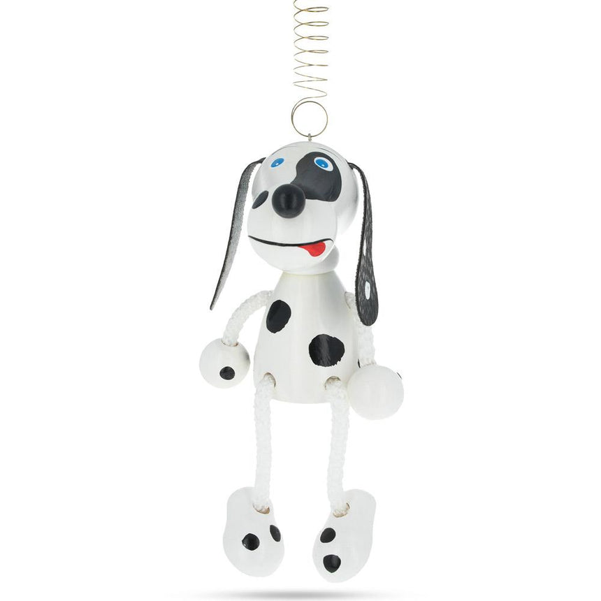 Dalmatian Dog Wooden Doll on a Spring 5.7 Inches in Multi color
