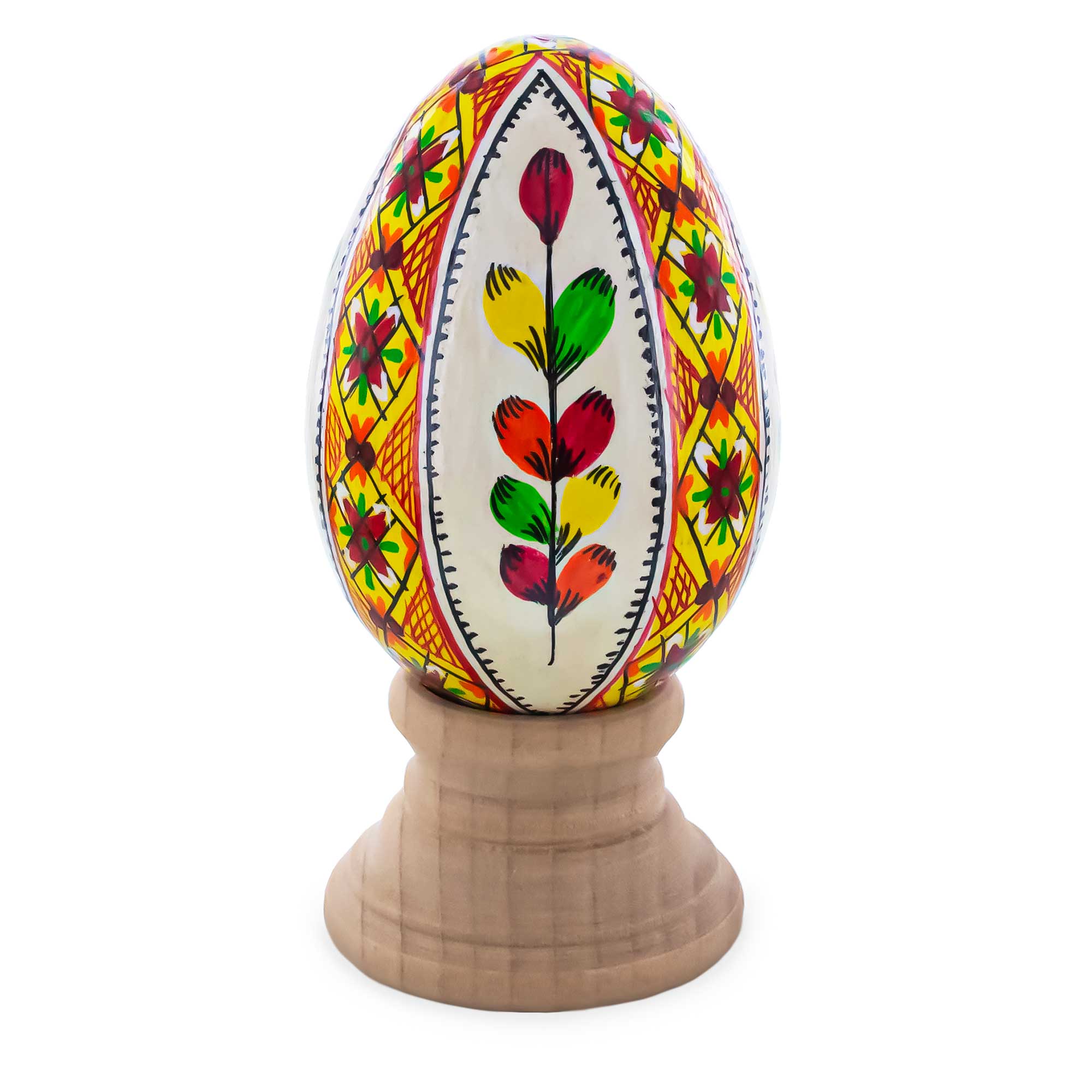 Willow Ukrainian Hand Painted Wooden Easter Egg in Multi color Oval