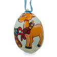 Reindeer and Gifts Wooden Christmas Ornament in Multi color, Oval shape