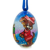 Dog Delivering Gifts on Sleigh Wooden Christmas Ornament in Multi color, Oval shape