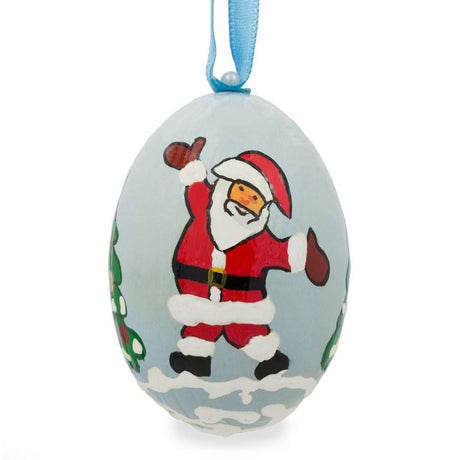 Santa Dancing Wooden Christmas Ornament in Multi color, Oval shape