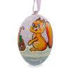 Squirrel by Candy Cane Wooden Christmas Ornament in Multi color, Oval shape