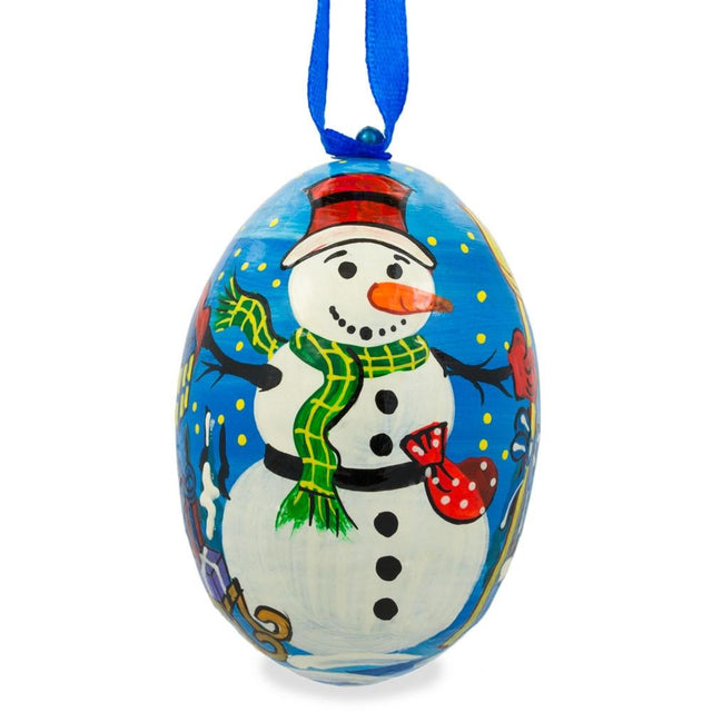 Snowman Wooden Christmas Ornament in Multi color Oval