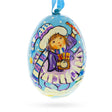 Girl Giving Candy to Squirrel Wooden Christmas Ornament in Multi color Oval