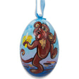Monkey Eating Banana Animal Wooden Christmas Ornament 3 Inches in Multi color, Oval shape