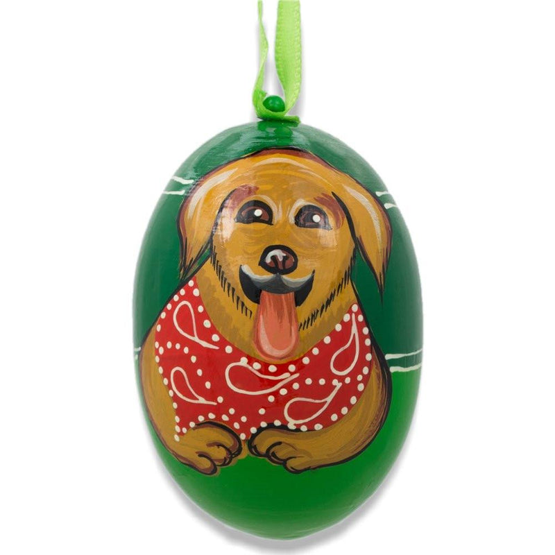 Puppy Golden Retriever Dog Wooden Christmas Ornament 3 Inches in Multi color, Oval shape