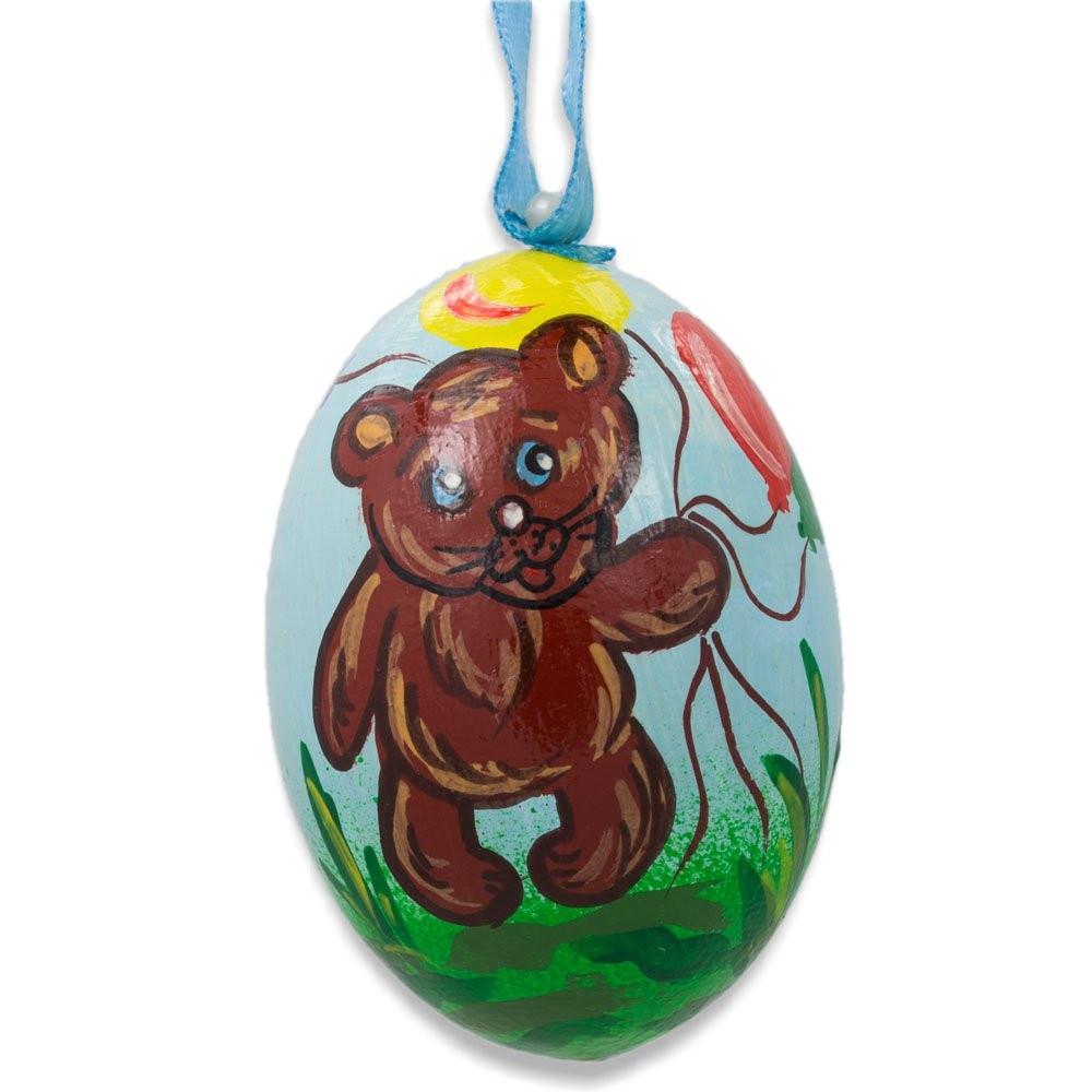 Teddy Bear and Cat Party Wooden Christmas Ornament 3 Inches in Multi color, Oval shape