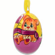 Cat with Balloon and Roses Wooden Christmas Ornament 3 Inches in Multi color Oval
