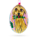 Dog with Flower Wooden Christmas Ornament 3 Inches in Multi color Oval