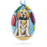 Labrador Retriever Dog with Balloons Wooden Christmas Ornament 3 Inches in Multi color Oval