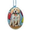 Labrador Retriever Dog with Balloons Wooden Christmas Ornament 3 Inches in Multi color, Oval shape
