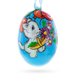 Cat with Balloon and Flowers Wooden Christmas Ornament 3 Inches in Multi color Oval