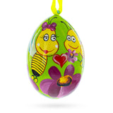 Two Bees and Heart by Flower Wooden Christmas Ornament 3 Inches in Multi color Oval
