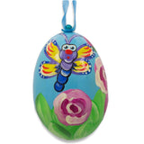 Butterfly in Garden by Roses Wooden Christmas Ornament 3 Inches in Multi color, Oval shape