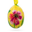 Pink and Purple Flower Wooden Egg Easter Ornament 3 Inches in Yellow color, Oval shape