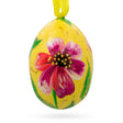 Pink and Purple Flower Wooden Egg Easter Ornament 3 Inches in Yellow color Oval
