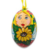 Wood Doll with Sunflower Wooden Egg Ornament 3 Inches in Multi color Oval
