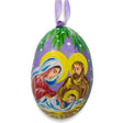 Mary and Joseph Overlooking Jesus Wooden Christmas Ornament 3 Inches in Multi color, Oval shape