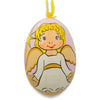 Smiling Angel Wooden Christmas Ornament 3 Inches in Yellow color, Oval shape