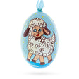 Smiling Lamb Wooden Christmas Ornament 3 Inches in Multi color Oval
