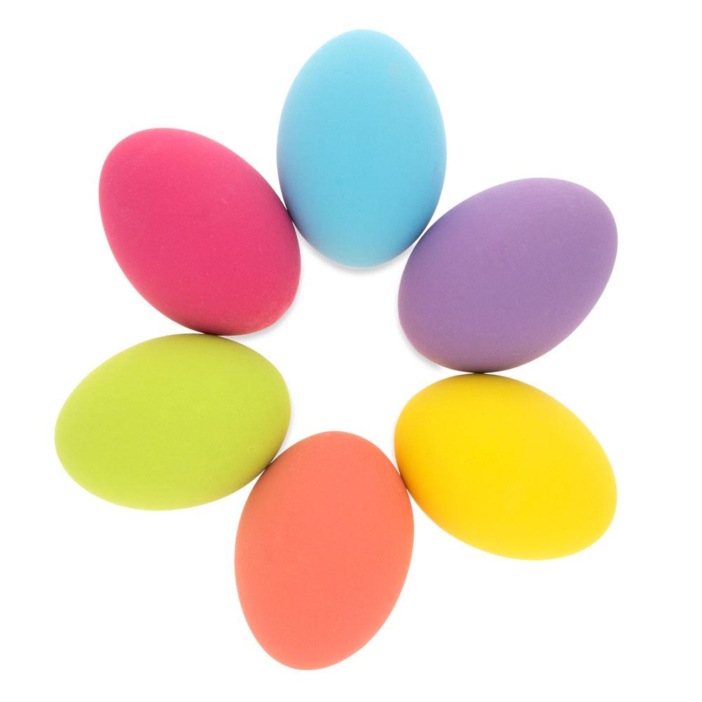 6 Colorful Ceramic Easter Eggs 2.2 Inches in Multi color Oval