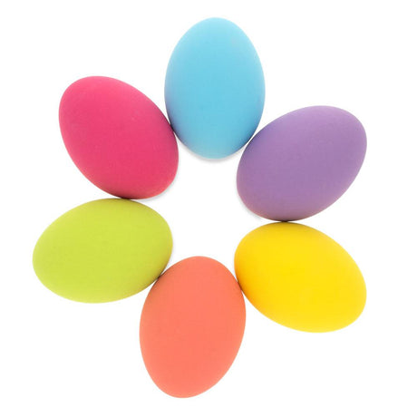 6 Colorful Ceramic Easter Eggs 2.2 Inches in  color Oval