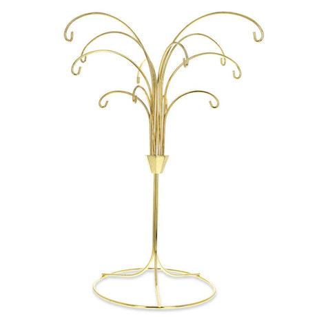 Metal 12-Arm Gold Ornament Stand - Tree Branches Design in Silver Tone Metal, Holds 12 Ornaments 12 Inches in Gold color