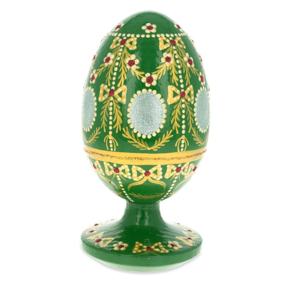 1908 Alexander Palace Royal Wooden Egg in Green color, Oval shape