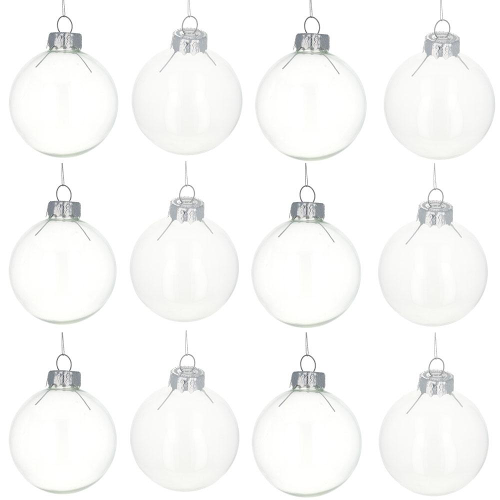 Set of 12 Clear Glass Ball Christmas Ornaments DIY Craft 2.2 Inches