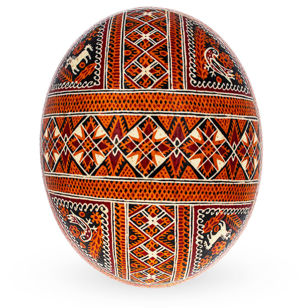Traditional Real Ostrich Blown Hand Painted Ukrainian Easter Egg Pysanky 6.25 Inches by BestPysanky