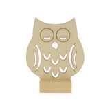 Unfinished Standing Wooden Owl Shape Cutout DIY Craft 3.75 Inches in Beige color