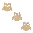 3 Owls Unfinished Wooden Shapes Craft Cutouts DIY Unpainted 3D Plaques 4 Inches in Beige color