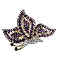 Jeweled Butterfly Pewter Brooch in Multi color