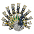 Glistening Peacock: Austrian Crystal & Enamel Brooch Pin in Multi color