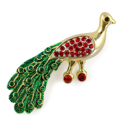 Peacock Majesty: Long Tail Royal Brooch in Multi color,  shape
