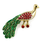 Pewter Peacock Majesty: Long Tail Royal Brooch in Multi color