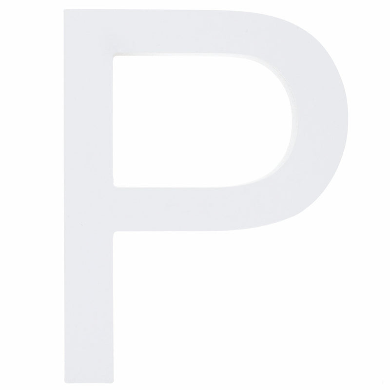 Arial Font White Painted MDF Wood Letter P (6 Inches) in White color,  shape